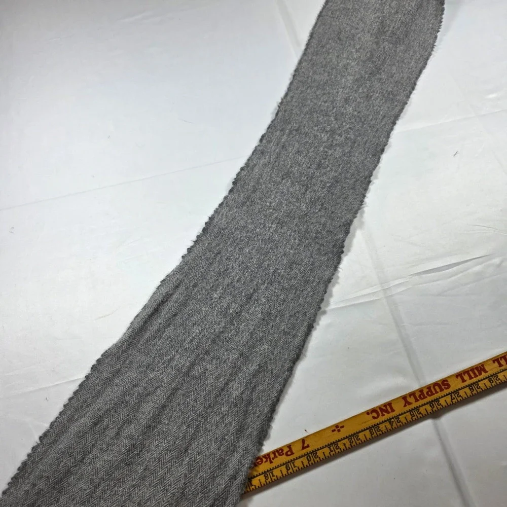 McNutt of Donegal Grey Herringbone Lambswool Scarf Made in Ireland Fringe 72x10